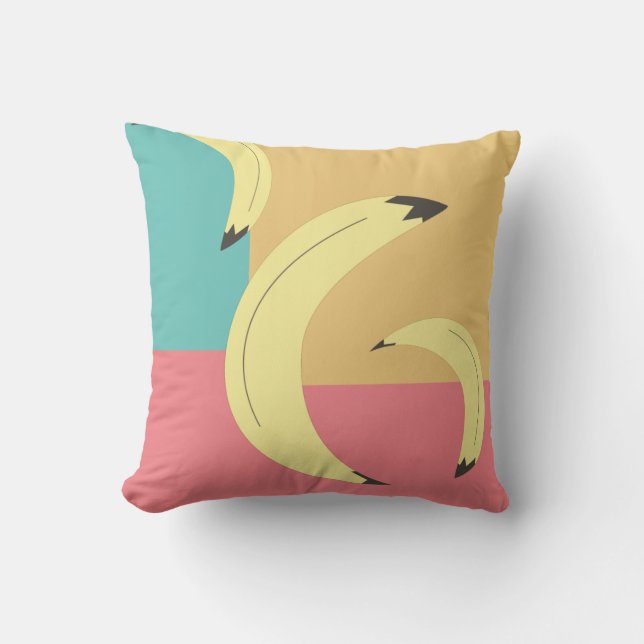 Retro Bananas Colourful Shapes Throw Pillow (Front)