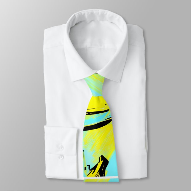 Retro Bananas Illustration Tie (Tied)