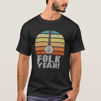 Retro Banjo Player Sunset Vintage T-Shirt