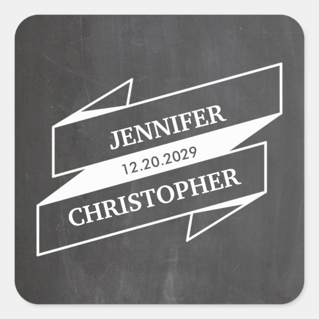 Retro Banner Chalkboard Square Sticker (Front)