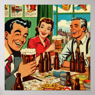 Retro Bar Beer Comics Poster