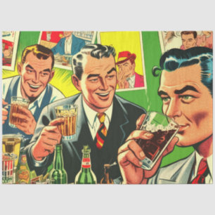 Retro Bar Drinks Comics Illustration Tissue Paper