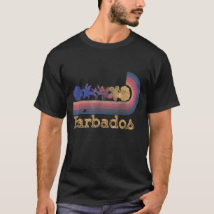 Retro Barbados Tropical Flowers 80's Style Surfing T-Shirt