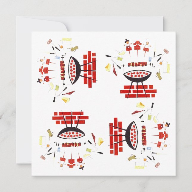 Retro Barbecue Mid-century Style Googie Invitation (Front)