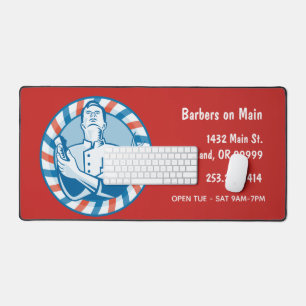 Retro Barber Badge Custom Desk Mat