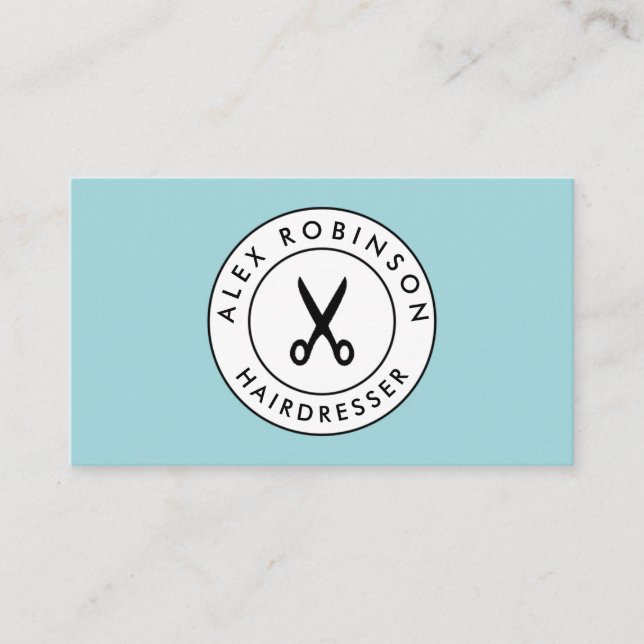 Retro barber circle scissors logo business card (Front)