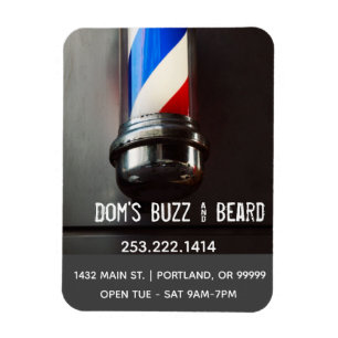 Retro Barber Pole Dark Grey Business  Magnet