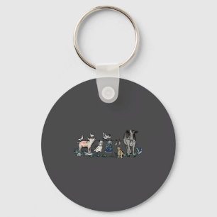 Retro Barnyard Animals Meme Farm Animals Hanging C Keychain