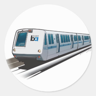 Retro Bart train Illustration Classic Round Sticker