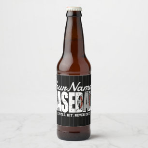 Retro Baseball ADD NAME Pinstripe Team Player Beer Bottle Label