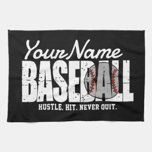 Retro Baseball ADD NAME Pinstripe Team Player Kitchen Towel