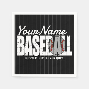 Retro Baseball ADD NAME Pinstripe Team Player Napkin