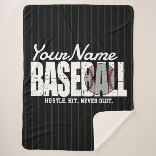 Retro Baseball ADD NAME Pinstripe Team Player Sherpa Blanket