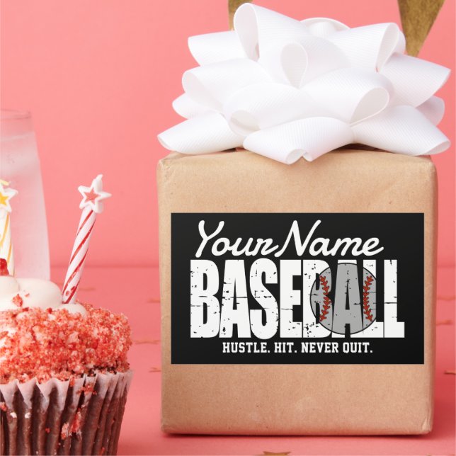 Retro Baseball ADD NAME Pinstripe Team Player Sticker (Party)