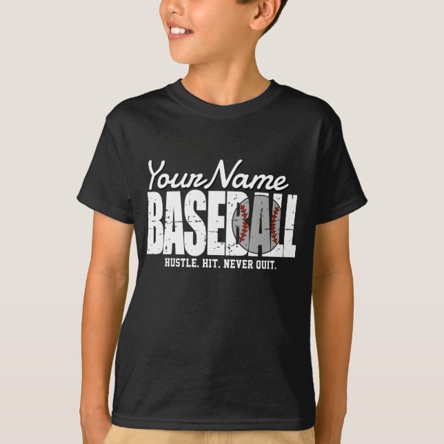 Retro Baseball ADD NAME Pinstripe Team Player T-Shirt (Front)
