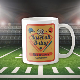 Retro Baseball B-Day Men's 50th Birthday Coffee Mug
