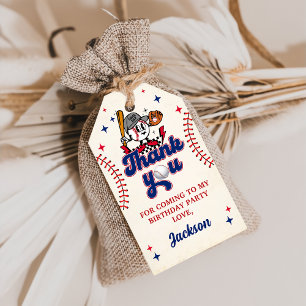 Retro Baseball Birthday Thank You Gift Tag