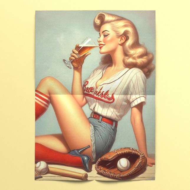 Retro Baseball Girl Painting Tissue Paper (Creator Uploaded)