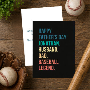 Retro Baseball Legend Personalized Father's Day  Holiday Card