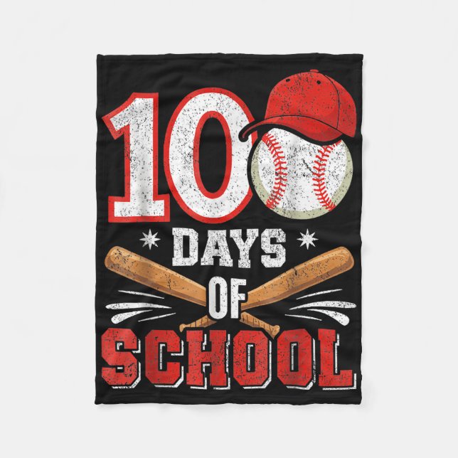 Retro Baseball Lovers Boys 100th Day Of School Pla Fleece Blanket (Front)