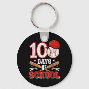 Retro Baseball Lovers Boys 100th Day Of School Pla Keychain