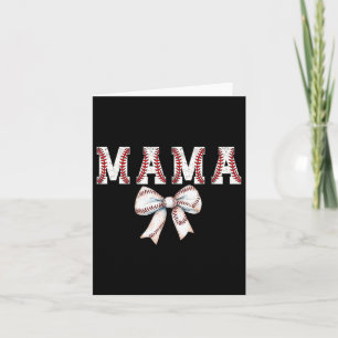 Retro Baseball Mom Bow Baseball Mama Bow Cute Base Card