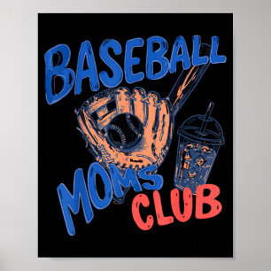 Retro Baseball Moms Club Iced Coffee Srts Mom Poster