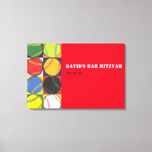 Retro Baseball Sign-In Canvas Board