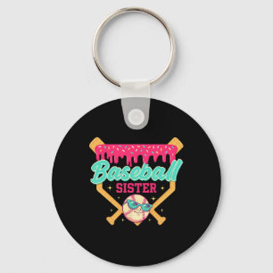 Retro Baseball Sister Ice Cream Drip Baseball Game Keychain