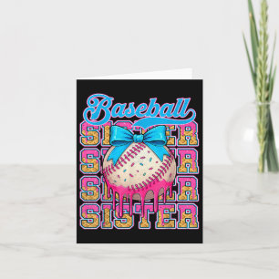 Retro Baseball Sister Ice Cream Drip Coquette Bow Card