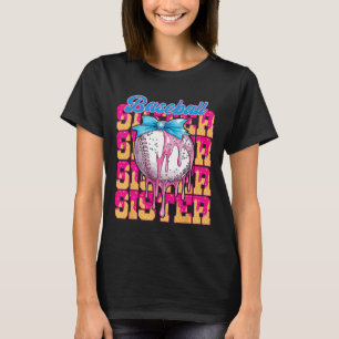 Retro Baseball Sister Ice Cream Drip Coquette Bow  T-Shirt