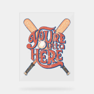 Retro Baseball Softball Fan Design Acrylic Sign