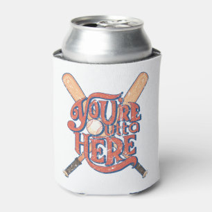 Retro Baseball Softball Fan Design Can Cooler