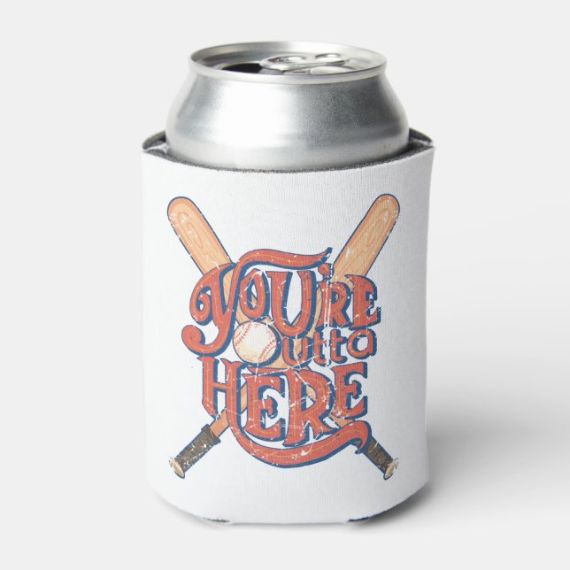 Retro Baseball Softball Fan Design Can Cooler (Can Front)