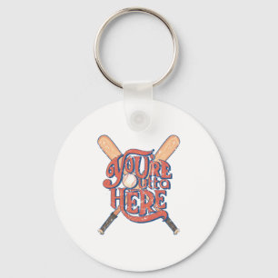 Retro Baseball Softball Fan Design Keychain