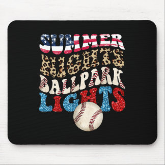 Retro Baseball Summer Nights Ballpark Lights Men Mouse Pad
