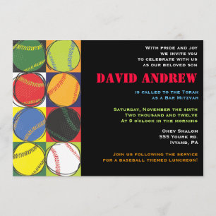 Retro Baseball Themed Bar Bat Mitzvah Invitation