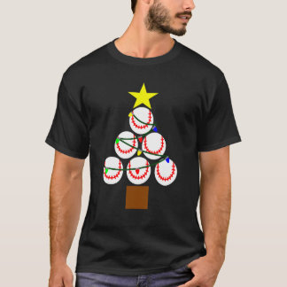 Retro Baseball Xmas Trees Christmas Baseball T-Shirt