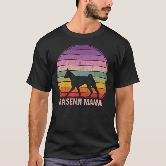 Retro Basenji Mama Graphic  Basenji T-Shirt (Front)
