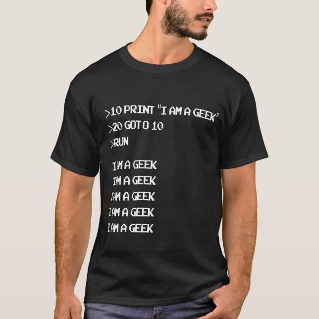 Rétro BASIC Goto 10 de T-shirt de code (Devant)