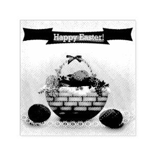 Retro.  Basket with Easter eggs Self-inking Stamp