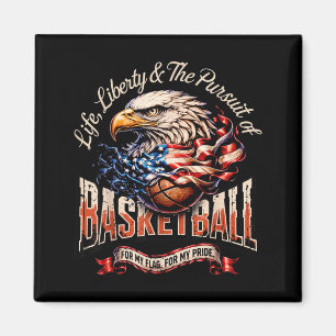 Retro Basketball American Flag Basketball Magnet