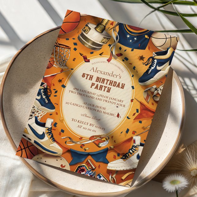 Retro Basketball Court Birthday Invitation (Creator Uploaded)