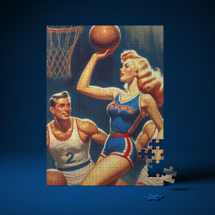 Retro Basketball Illustration Jigsaw Puzzle