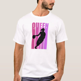 Retro Basketball Queen Womens Girls Pink Purple T-Shirt