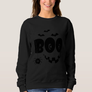 Retro Bat Spider Pumpkin Face Boo Halloween Sweatshirt