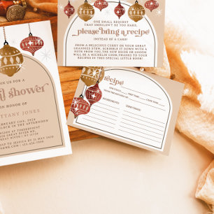 Retro Bauble Ornament Christmas Bridal Recipe Enclosure Card