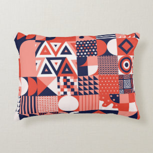 Retro Bauhaus design, colourful geometric. Accent Pillow