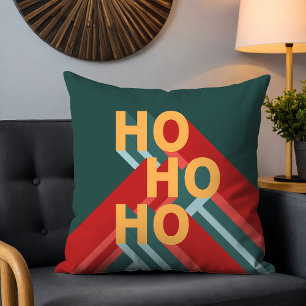 Retro Bauhaus Ho Ho Ho Mid Century Christmas Throw Pillow