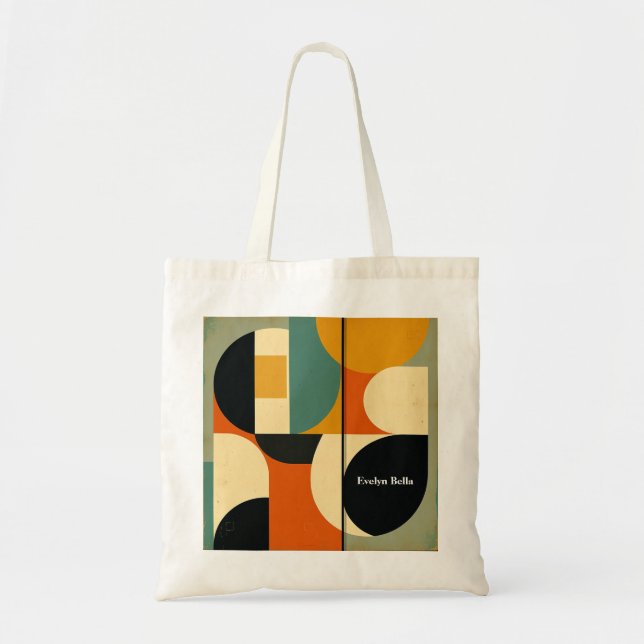 Retro Bauhaus Inspired Circle Aesthetics Tote Bag (Front)